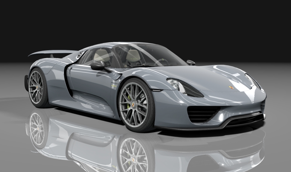 Porsche 918 Spyder VR1100, skin Silver_liquid_metal_chrome_blue